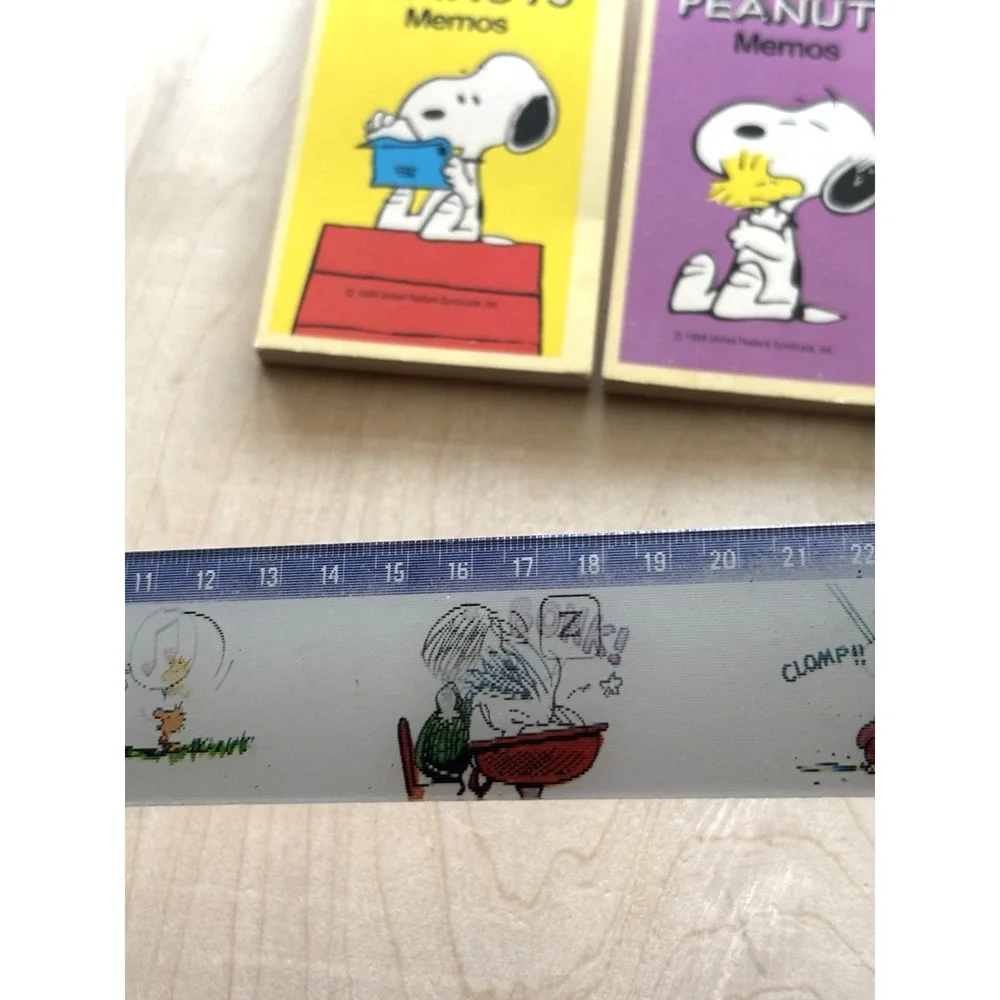 Vintage Peanuts Snoopy Lenticular Ruler + 2 Memo Note Pads New Unused Japan